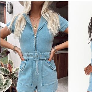 Show Me Your MuMu Light Blue Denim Romper